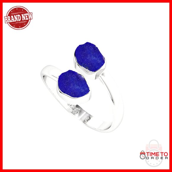 Sterling Silver Lapis Lazuli Adjustable Stackable Twister Ring September